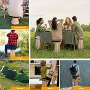 Portable Folding Stool with PU Cushion, 12-Level Adjustable, 226.8KG Capacity for Outdoor Activities