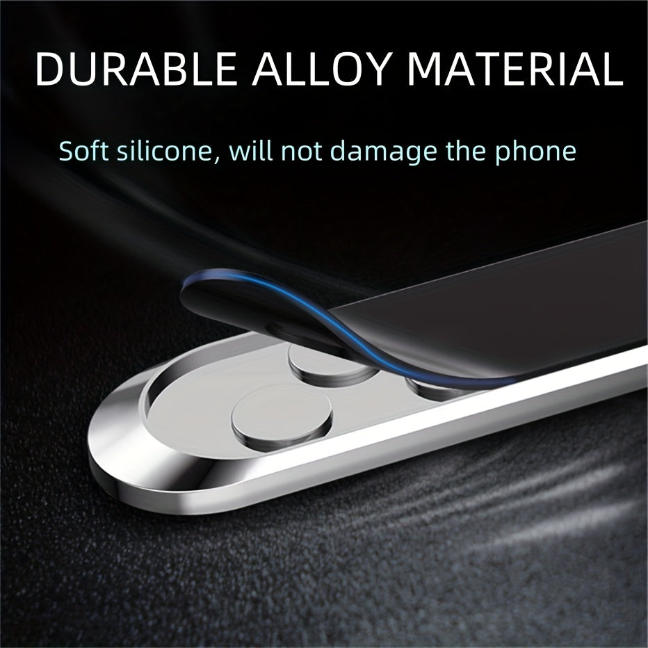 Magnetic Car Phone Holder Aluminum Alloy Dashboard Mount with Mini Slotted Strip Black