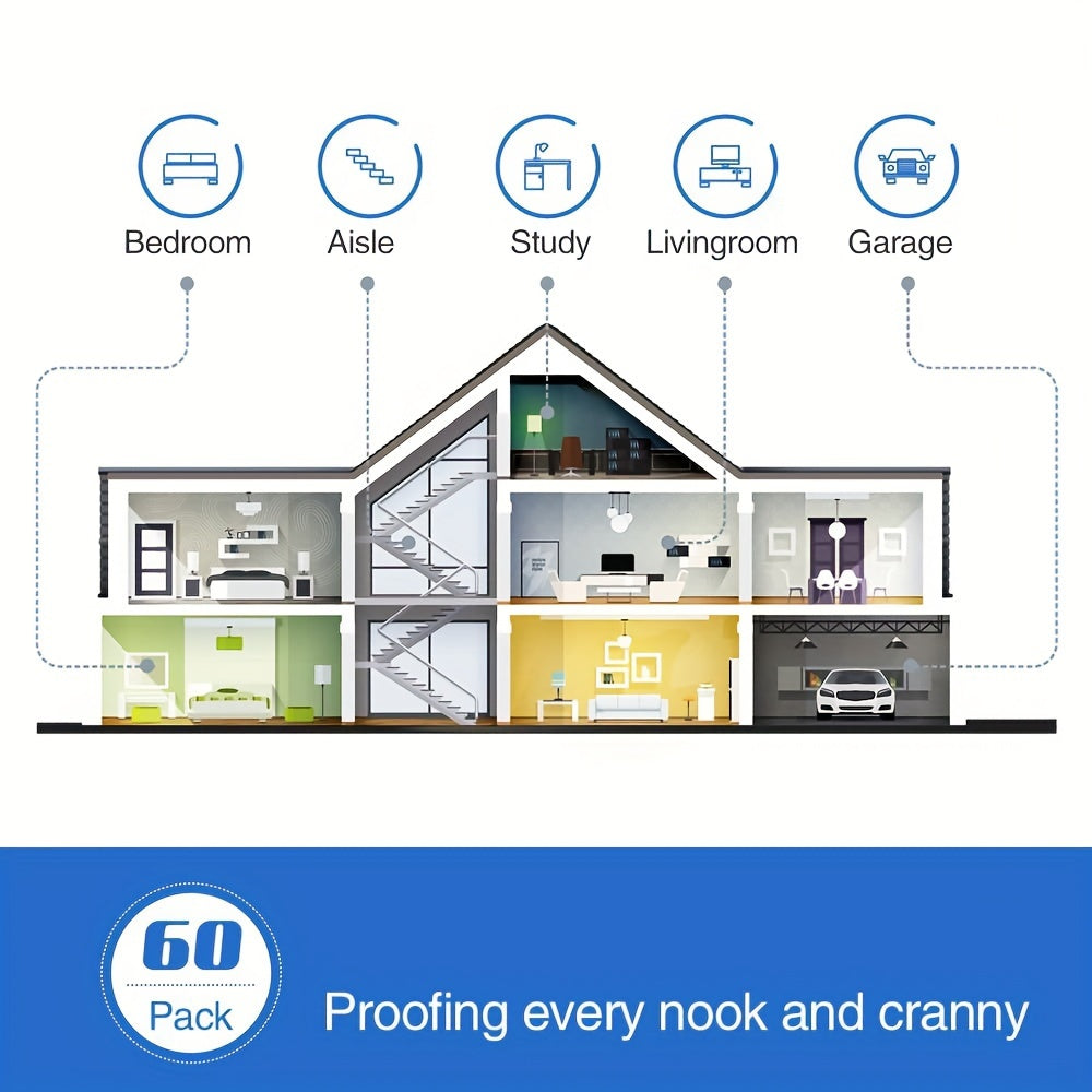 Set of 60 Transparent Childproof Outlet Covers for Electric Socket Protection