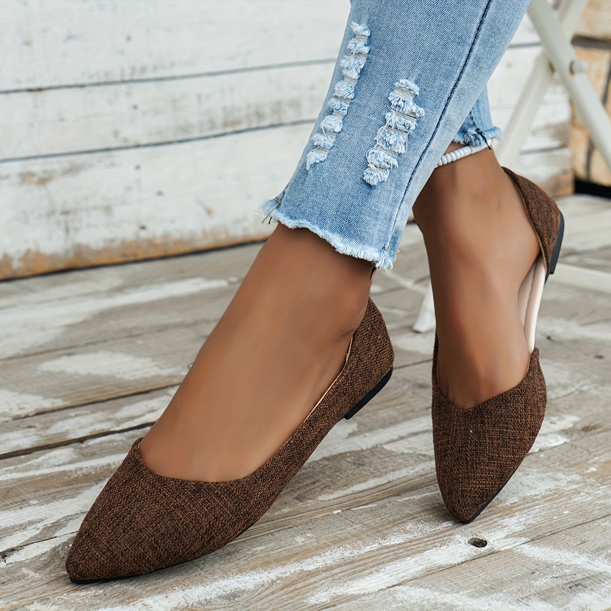 Women's Slip-On Flat Shoes Casual Pointed Toe Comfort Wide Toe