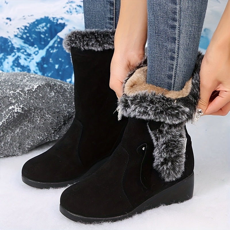 Women's Mid-Calf Leather Boots for Autumn Winter Casual Stylish