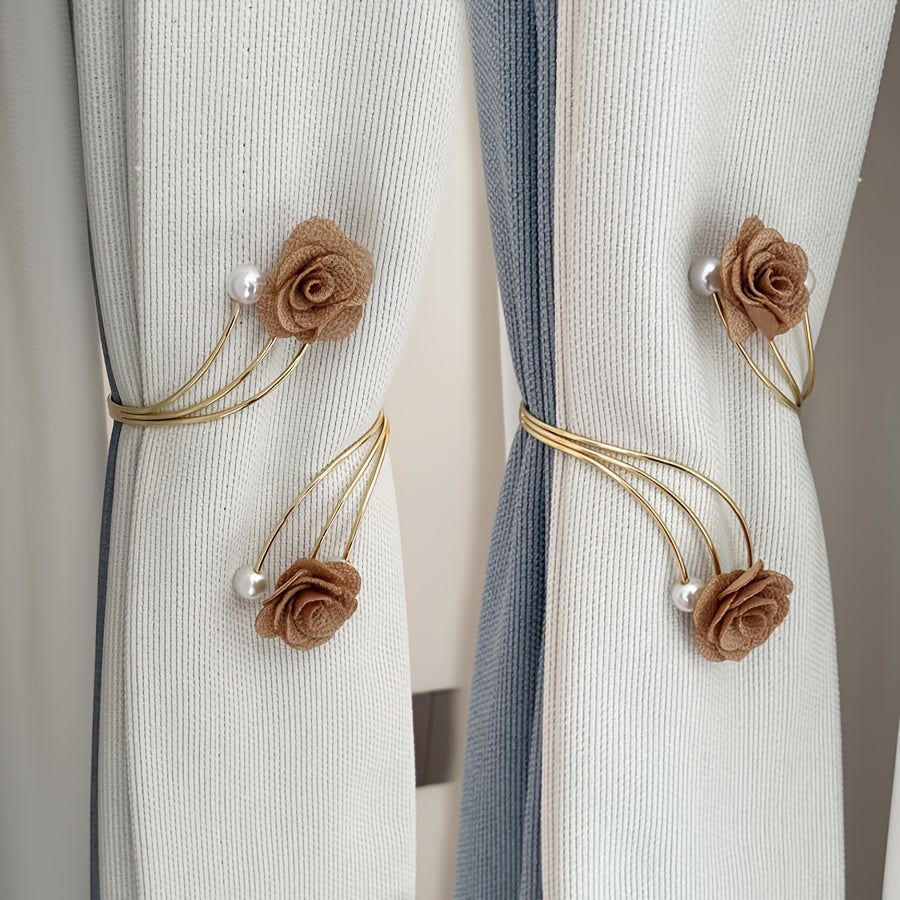 Set of 2 Metal and Polyester Curtain Tiebacks for Holding Back Curtains and Decorative Touch