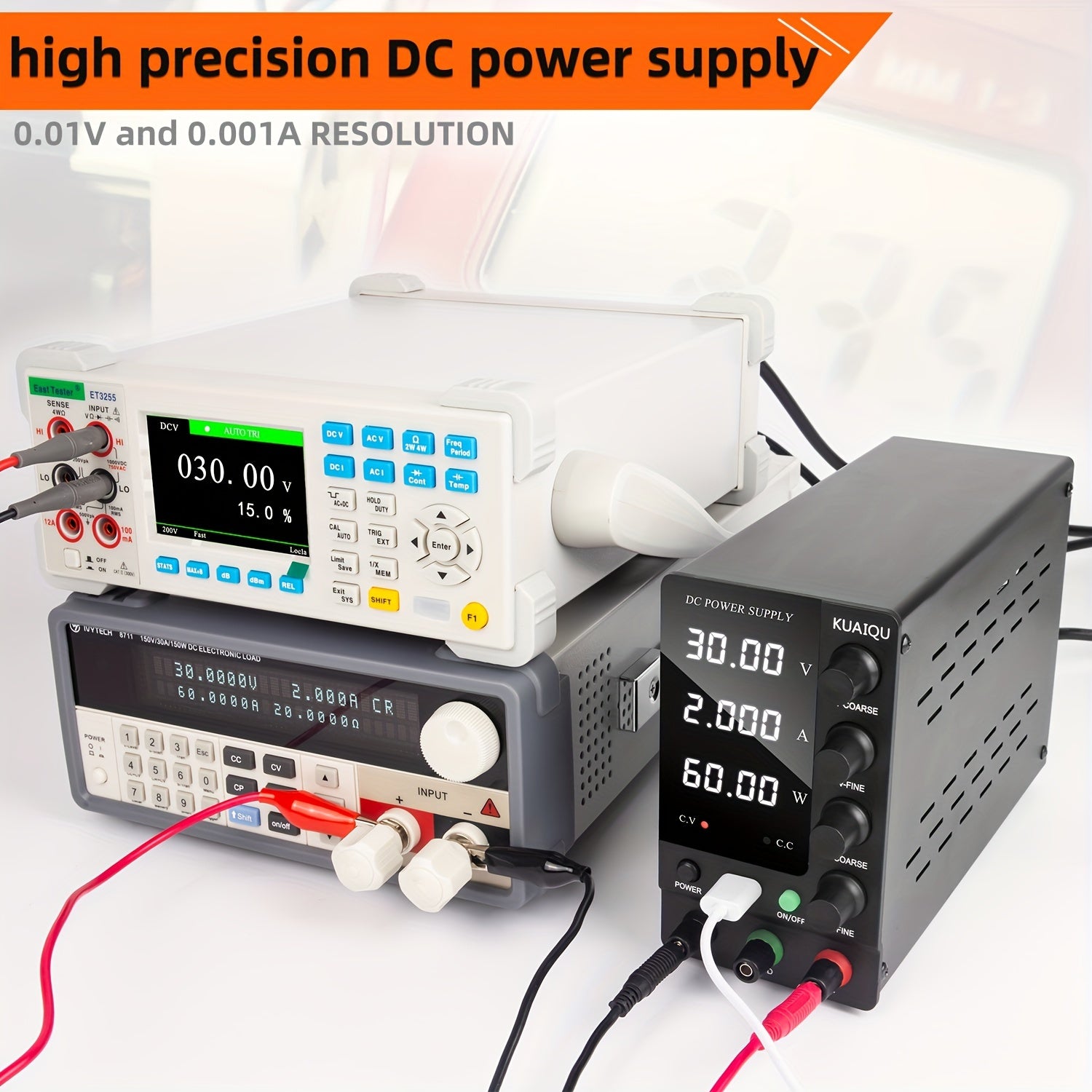 Variable DC Power Supply with USB Fast Charge Digital Display European Plug Iron Construction