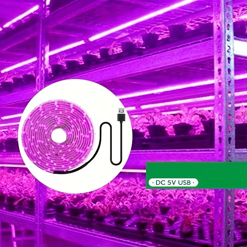 Flexible LED Grow Light Strips for Indoor Plants 4.88m USB Full Spectrum