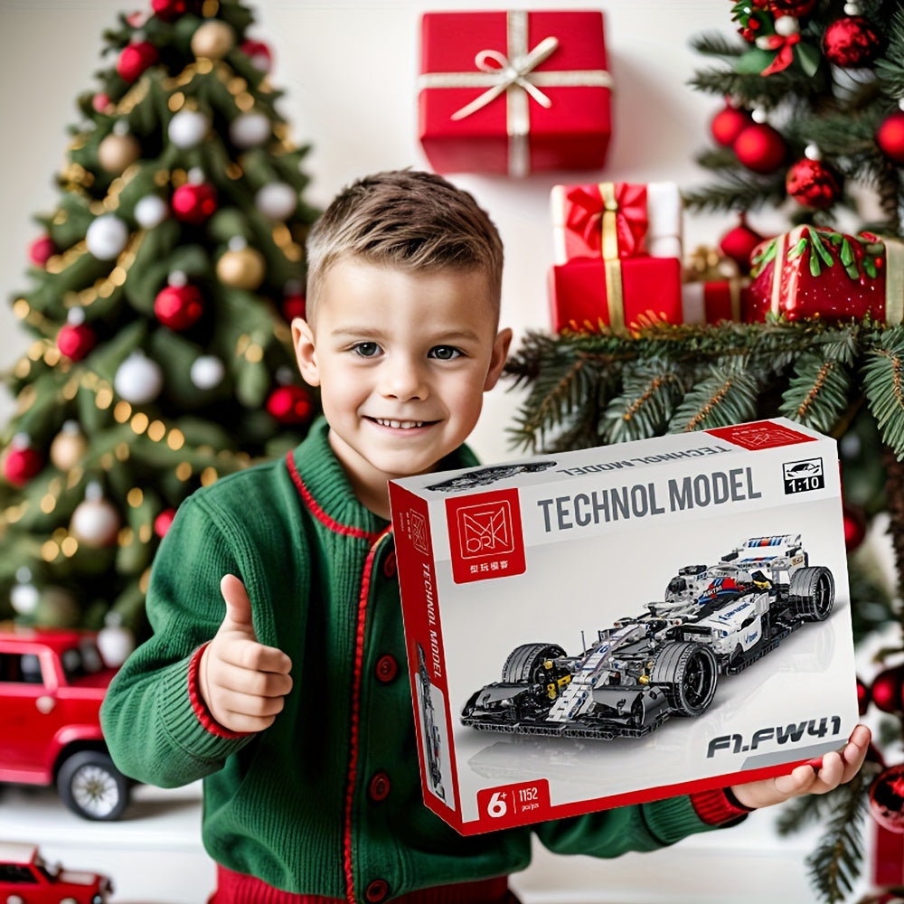 Set de bloques de construcción de supercoche en ABS blanco de 1152 piezas, juguete STEM para niños