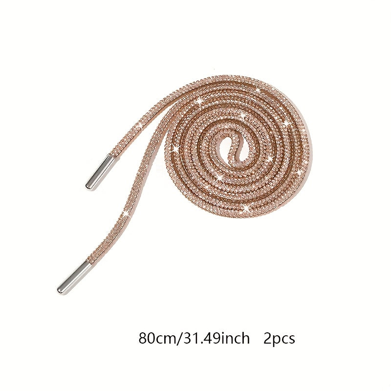 Unisex Rhinestone Shoelaces Solid Color Twist Ribbon DIY Shoe Accessories