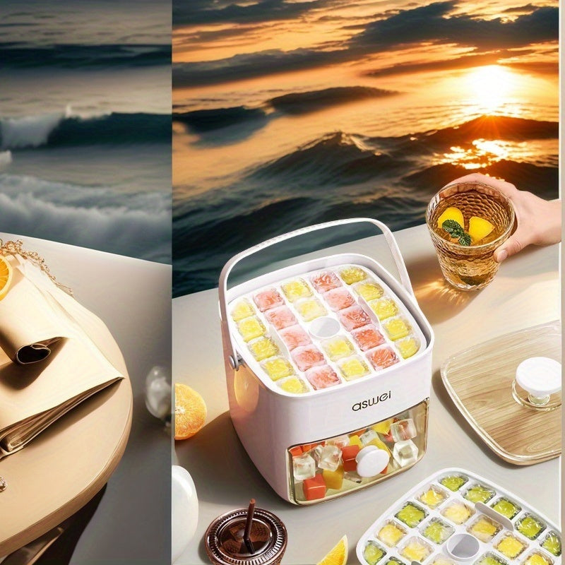 Hacedora de hielo 48 bandejas de hielo, fácil de presionar, liberación rápida, plástico de grado alimenticio, utensilio de cocina