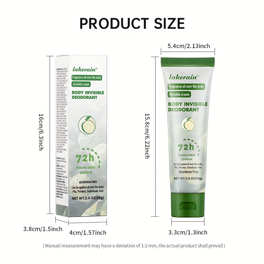 Lakerain Невидимый Дезодорант для Тела, 72 Часа Защиты от Запаха, Без Аллюминия, 3.0Oz (85G)