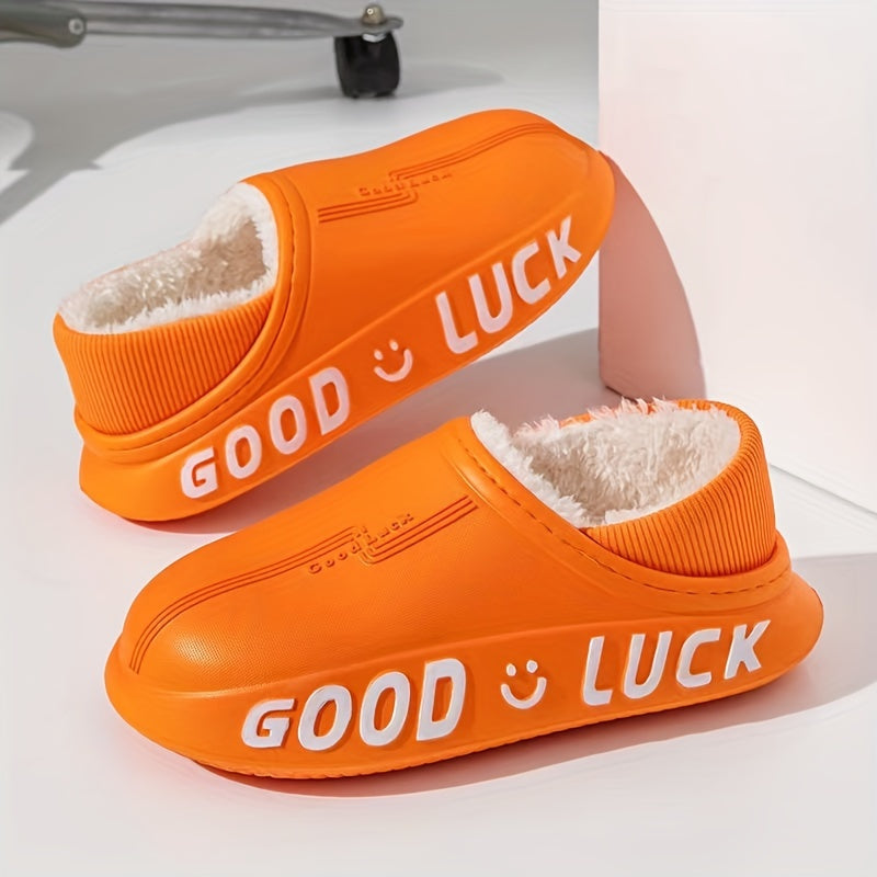 Women's Waterproof Plush Lined Slip-On Winter Slippers Indoor Outdoor