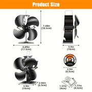 Aluminum Wood Stove Fan with Slot Lock Design for Fireplace and Camping