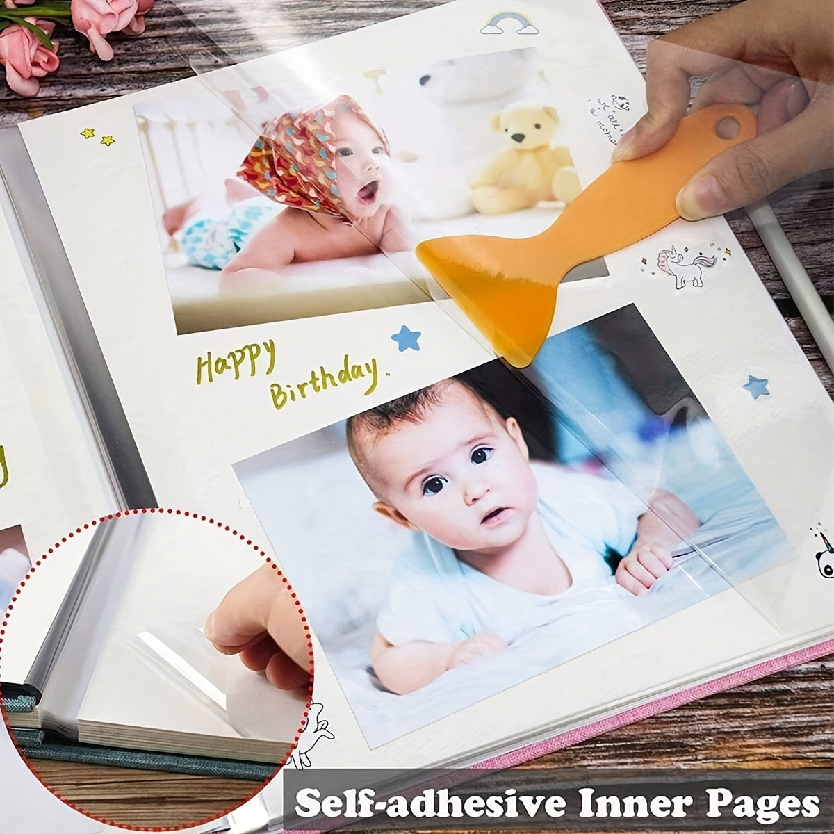 Children's Pink Photo Album with Self-Adhesive Pages 4x6 Scrapbook 40 Pages