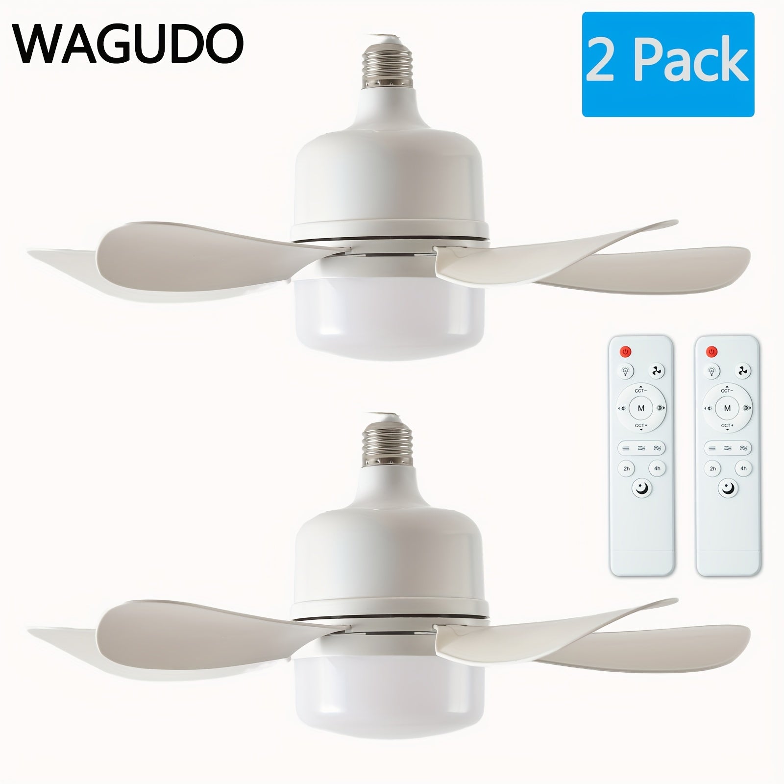 2pcs Ceiling Fan with Light Remote Control Dimmable E26/E27 Bathroom Bedroom Kitchen Living Room