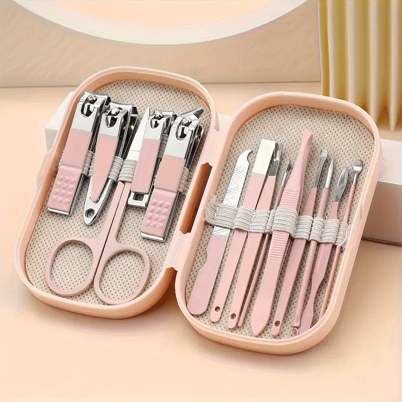 14-Piece Stainless Steel Nail and Foot Care Set with Clippers and Shaping Tools in Portable Storage Box for Men and Women