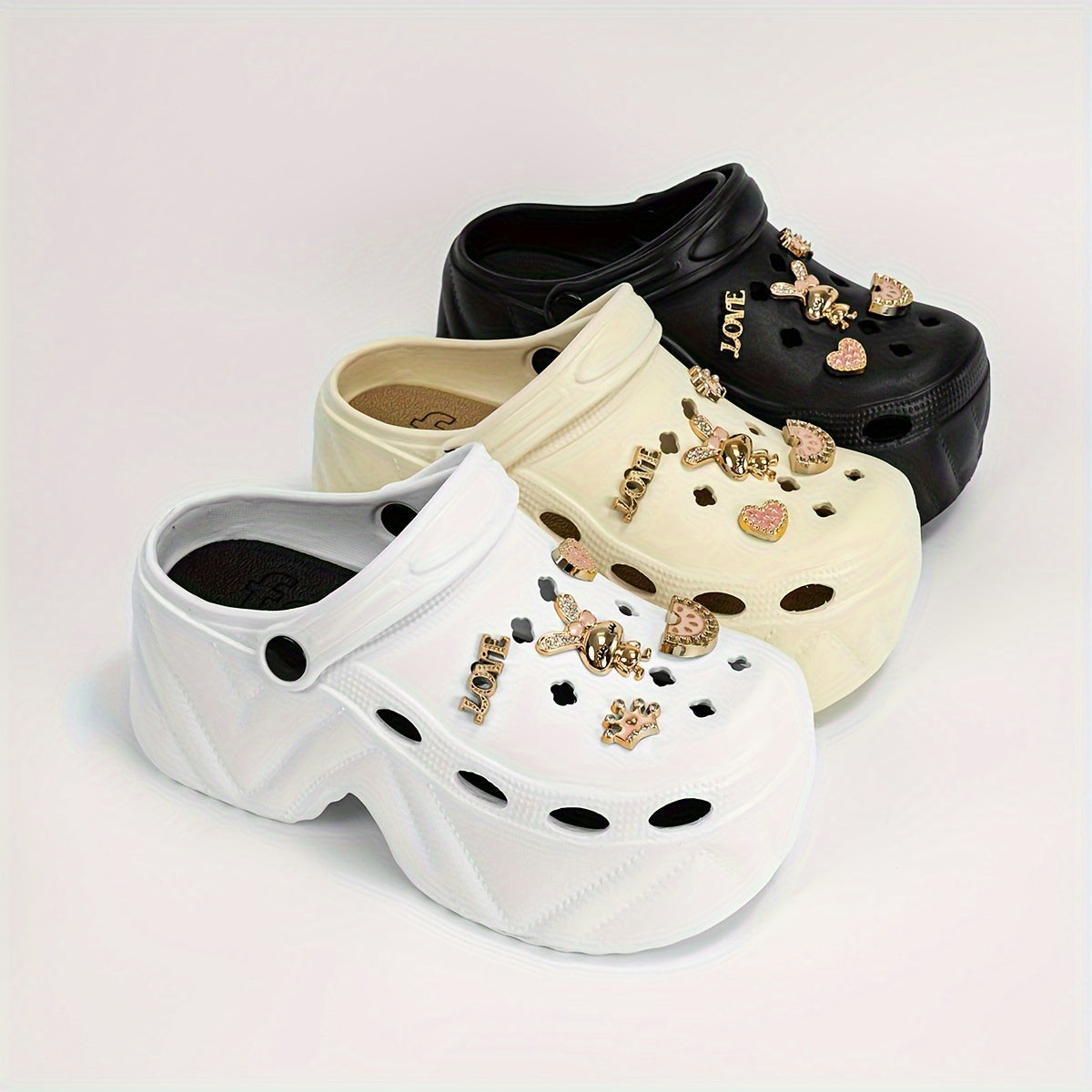 Women's Watermelon and Rabbit Charms Platform Clogs EVA Sandals