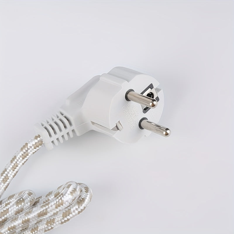 Plancha eléctrica portátil plegable para viajes blanca y azul con suela antiadherente compacta