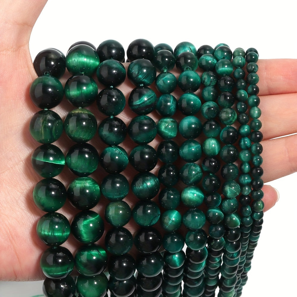 Green Tiger's Eye Beads 4-12mm Natural Stone for Jewelry Making 1 Strand