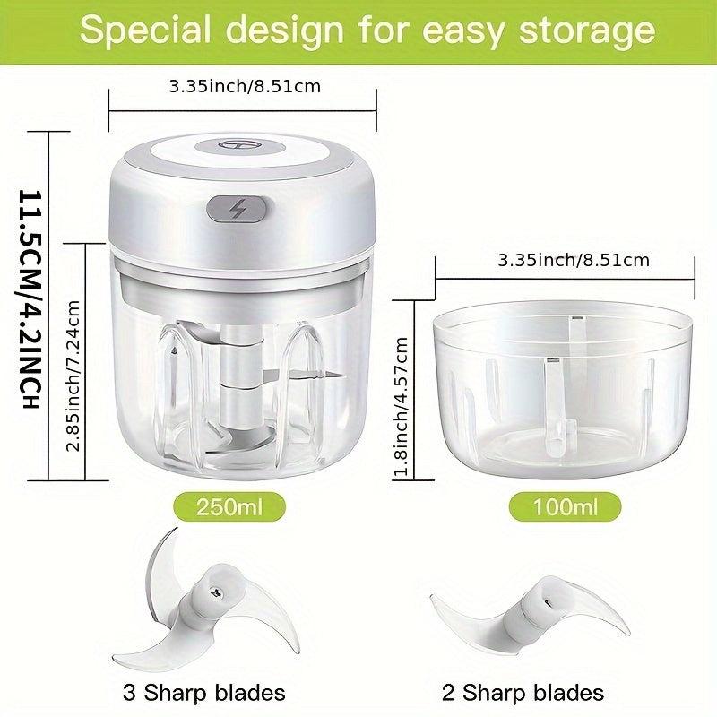 Mini Food Processor Blender 250ml USB Rechargeable 500mAh Lithium Battery