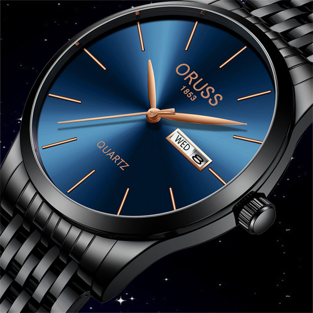 Men's Watch Dual Calendar Business Casual Leather Strap