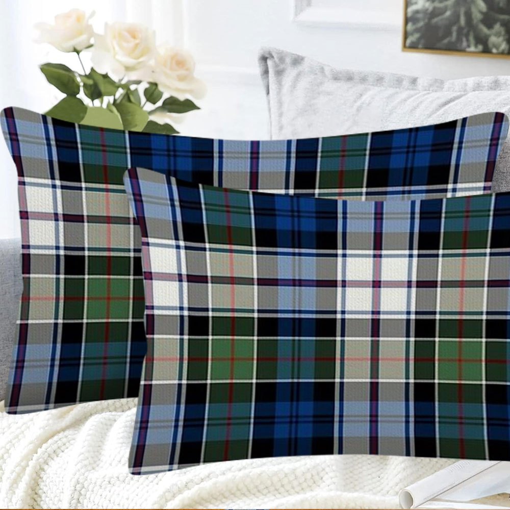 Set of 2 Tartan Pillow Covers 30.48x50.8 cm Double-Sided Plush Polyester Decorative Cushion Cases