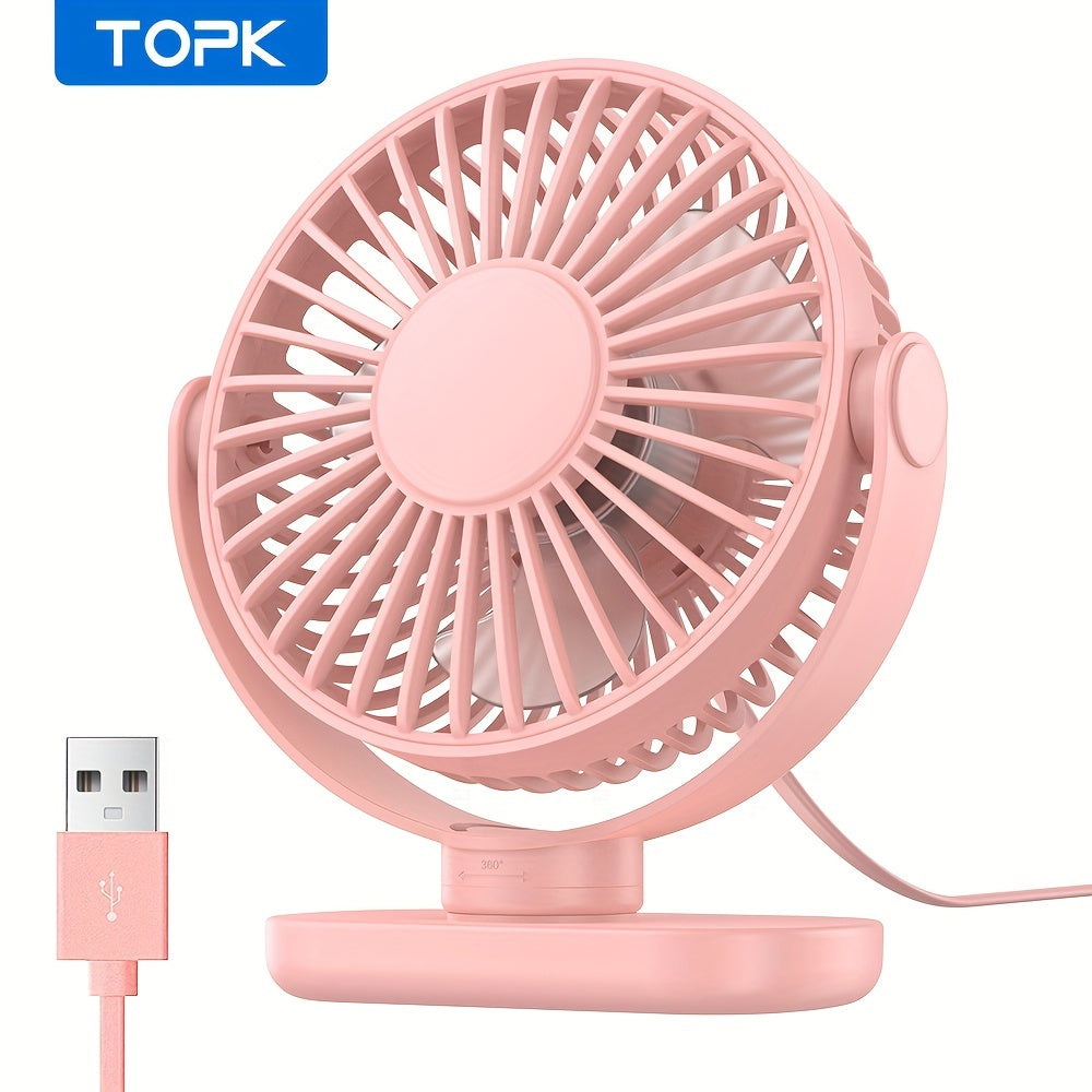 Personal USB Clip Desk Fan with Powerful Airflow, Whisper-Quiet, Portable, Adjustable Clamp