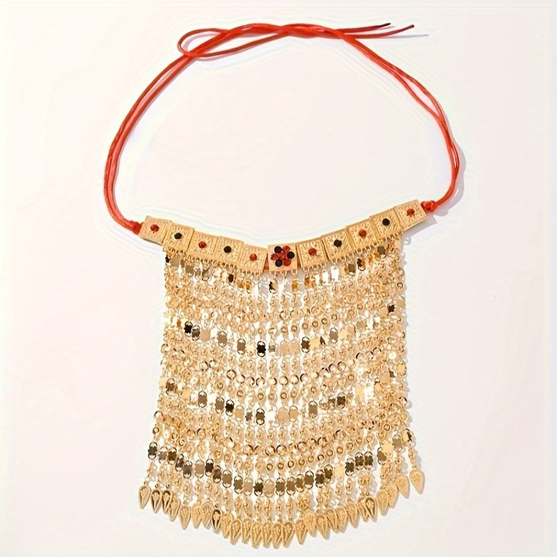 Antique Zinc Alloy Tassel Necklace for Women Gold Choker Festival Wedding Jewelry