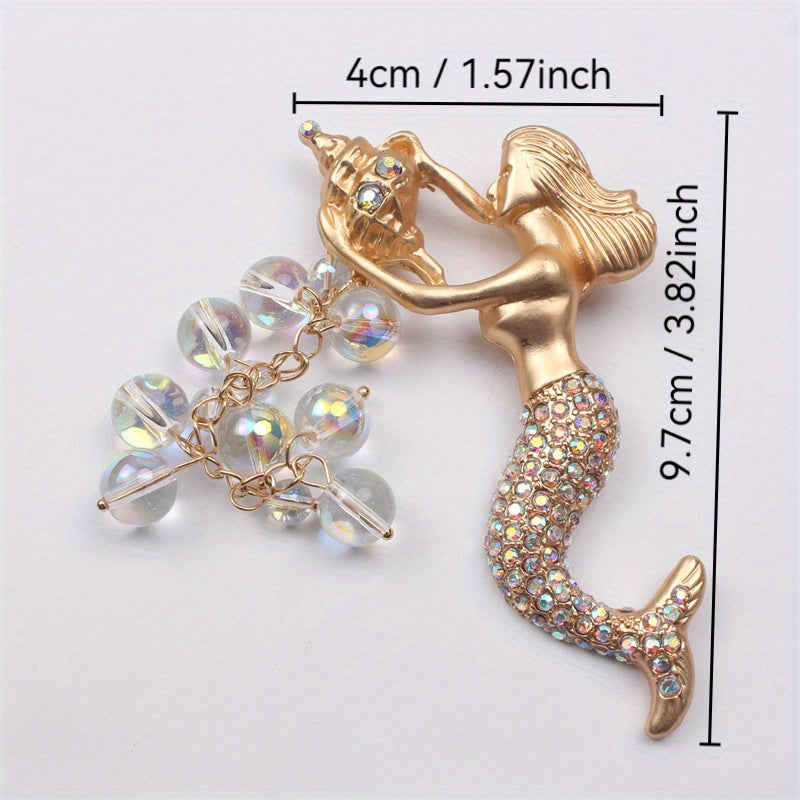 Mermaid Brooch with Enamel and Rhinestones for Ladies Gift