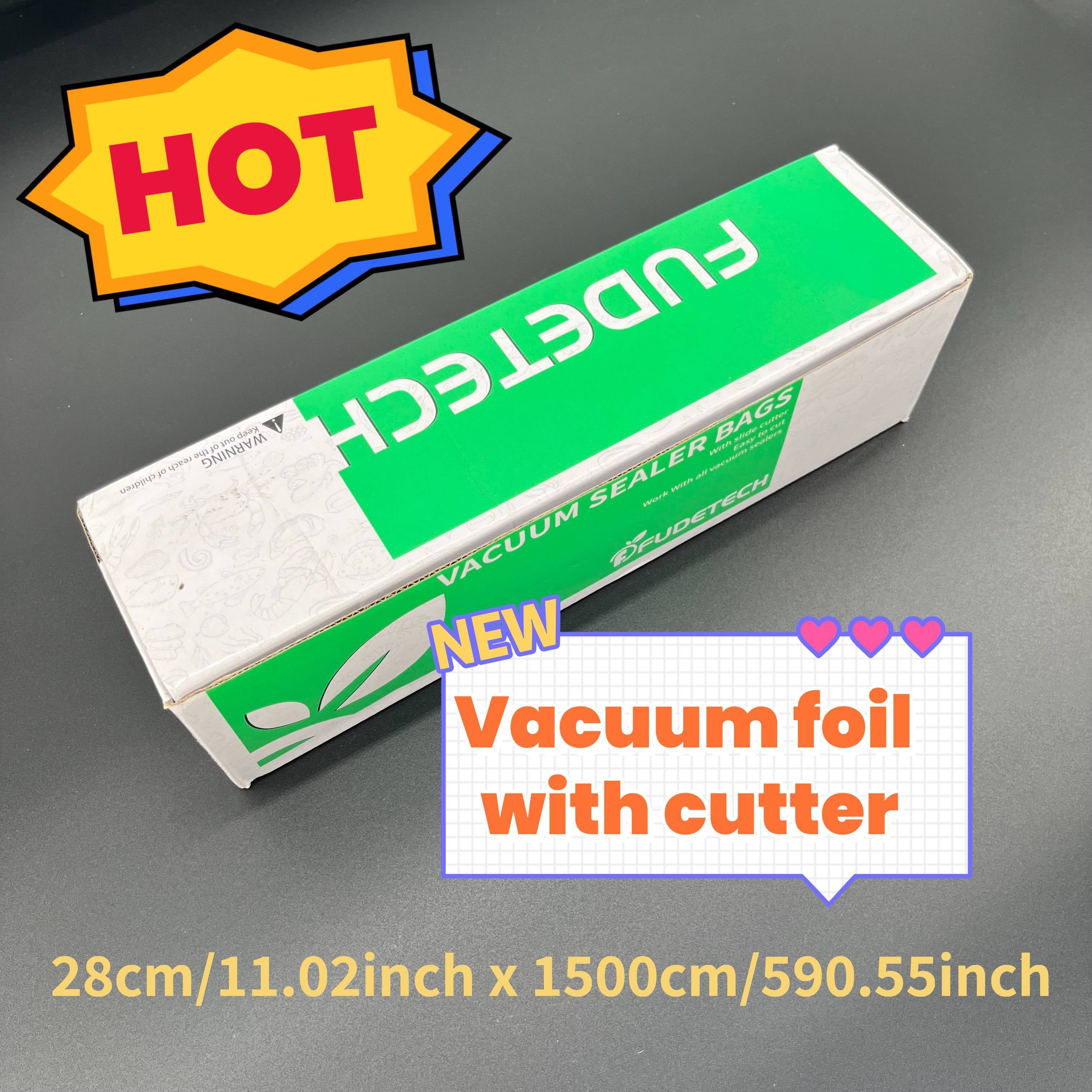 Vakuum yopishqoq sumkalar ruloni kesgich bilan 28x1500cm oziq-ovqat saqlash uchun mustahkam shaffof