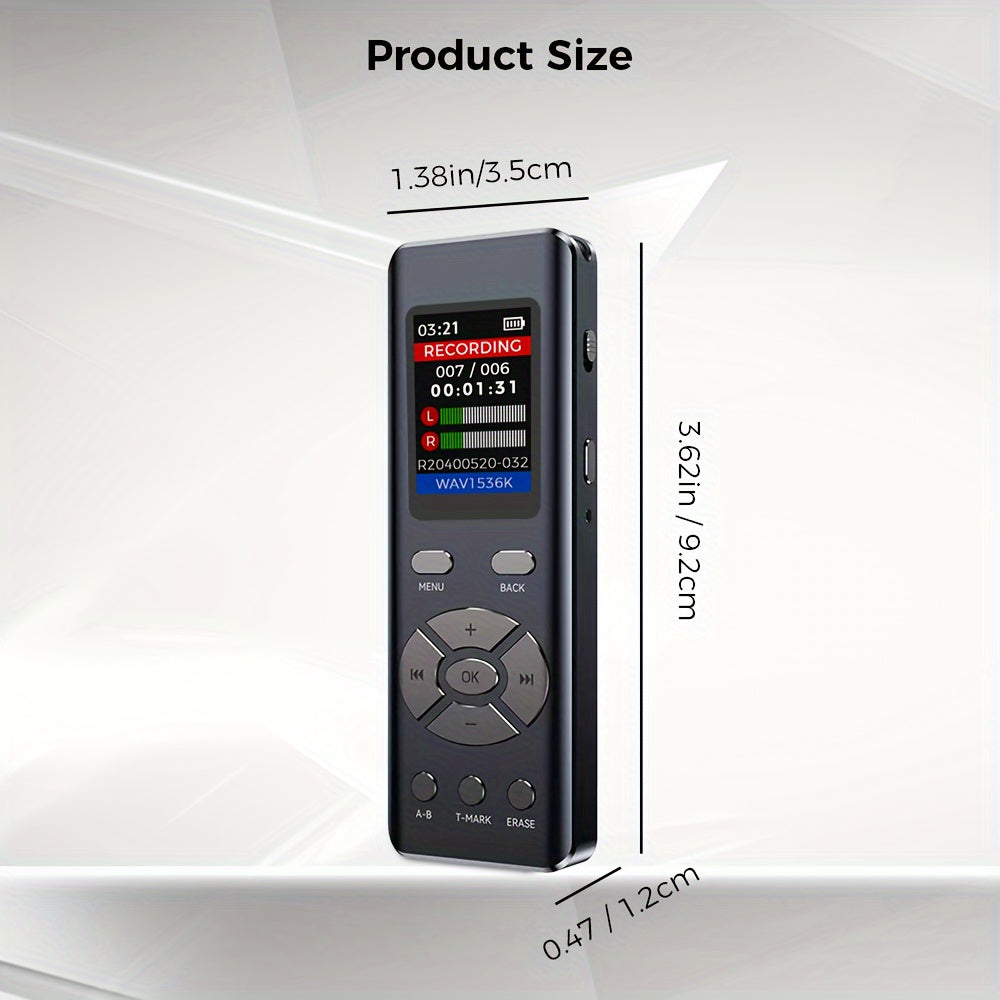 72GB Digital Voice Recorder with Dual Microphones HD Recording Noise Reduction