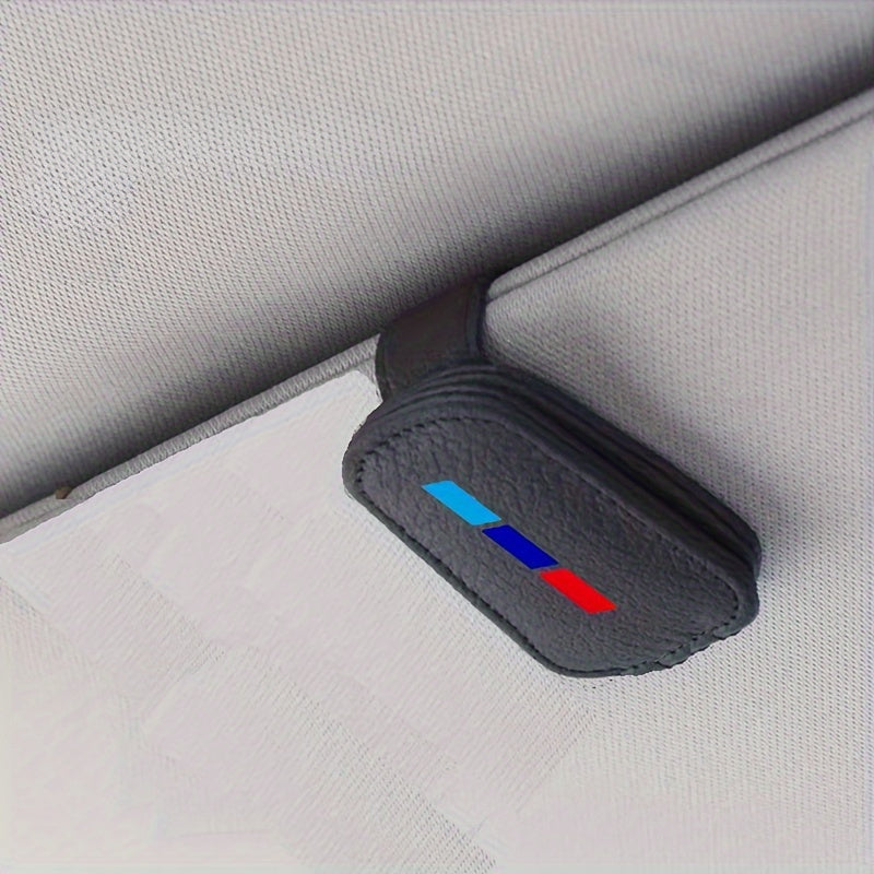 Porta gafas para visera de coche de cuero sintético universal para conductores
