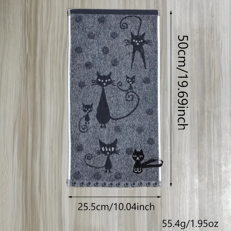 Cat Print Hand Towel Absorbent Quick-Drying Small Bathroom Towel Gift