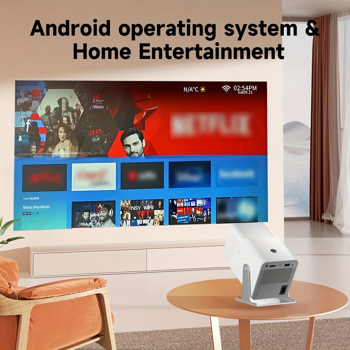 Портативный 4K видеопроектор с вращением 180°, Wi-Fi 5G, для дома и офиса