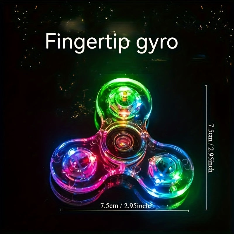 Transparent LED Light-Up Fidget Spinner for Stress Relief and Fun for All Ages