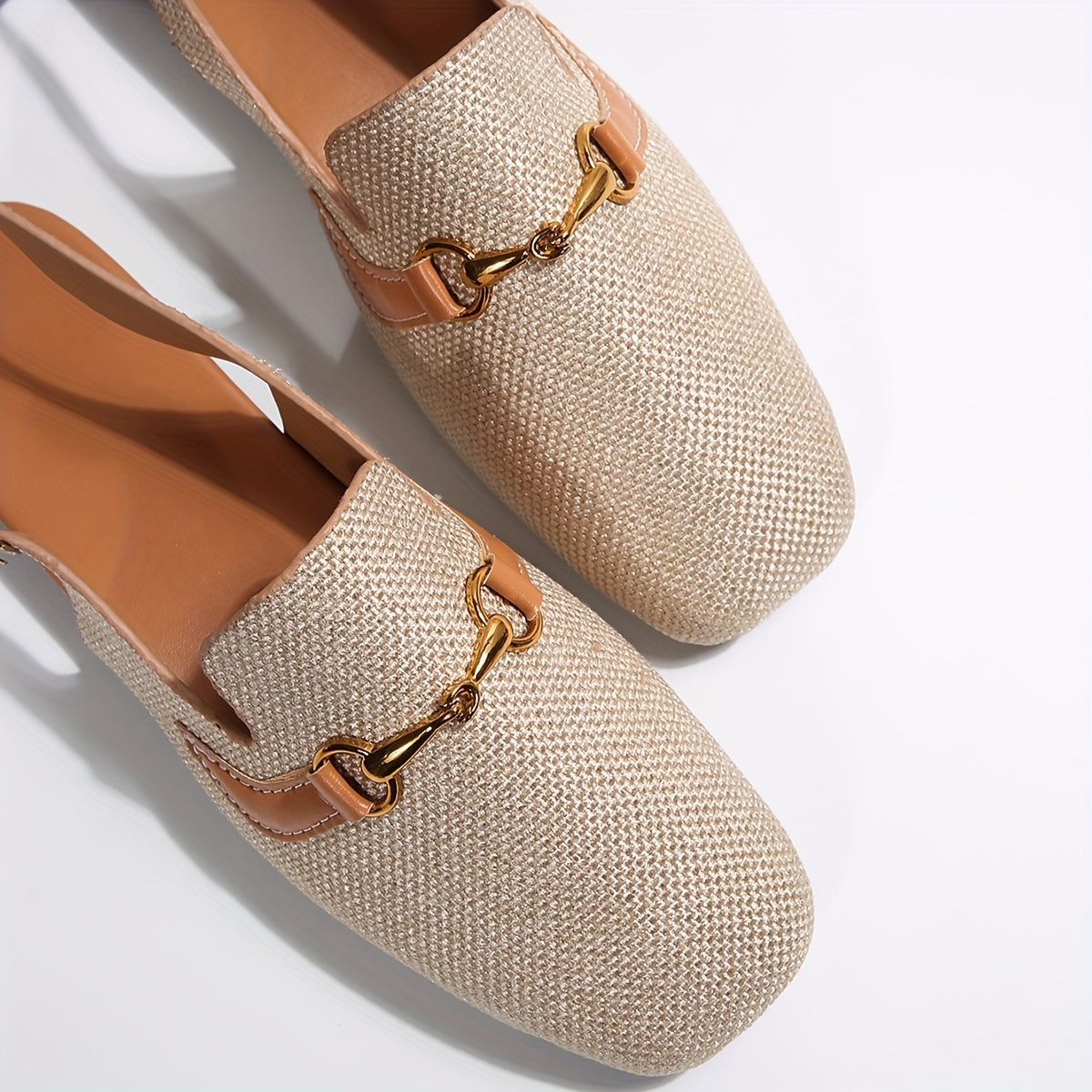 Zapatos planos beige de mujer tipo Mary Jane con cierre de hebilla, cómodos, con punta cuadrada