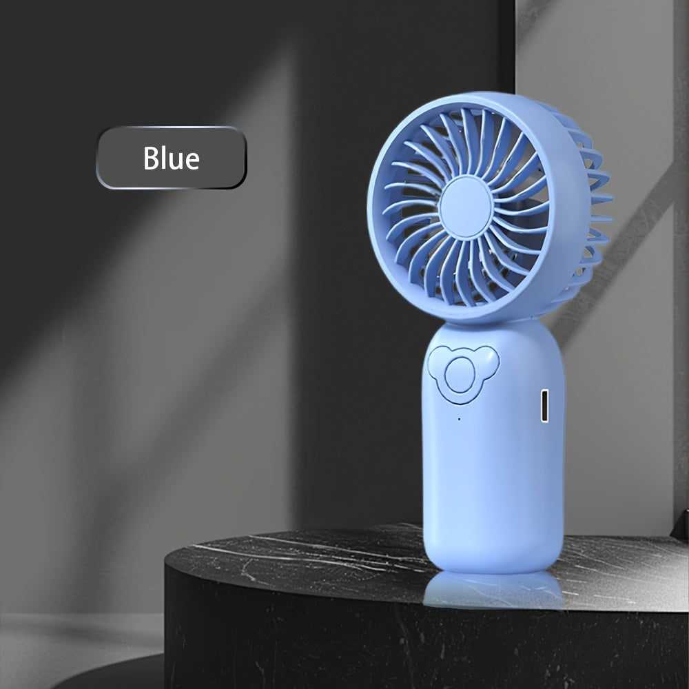 Мини-вентилятор с перезаряжаемой батареей USB с 3 скоростями, аккумулятор 500 мАч, носимый для офиса, на улице, в путешествиях, черный, фиолетовый