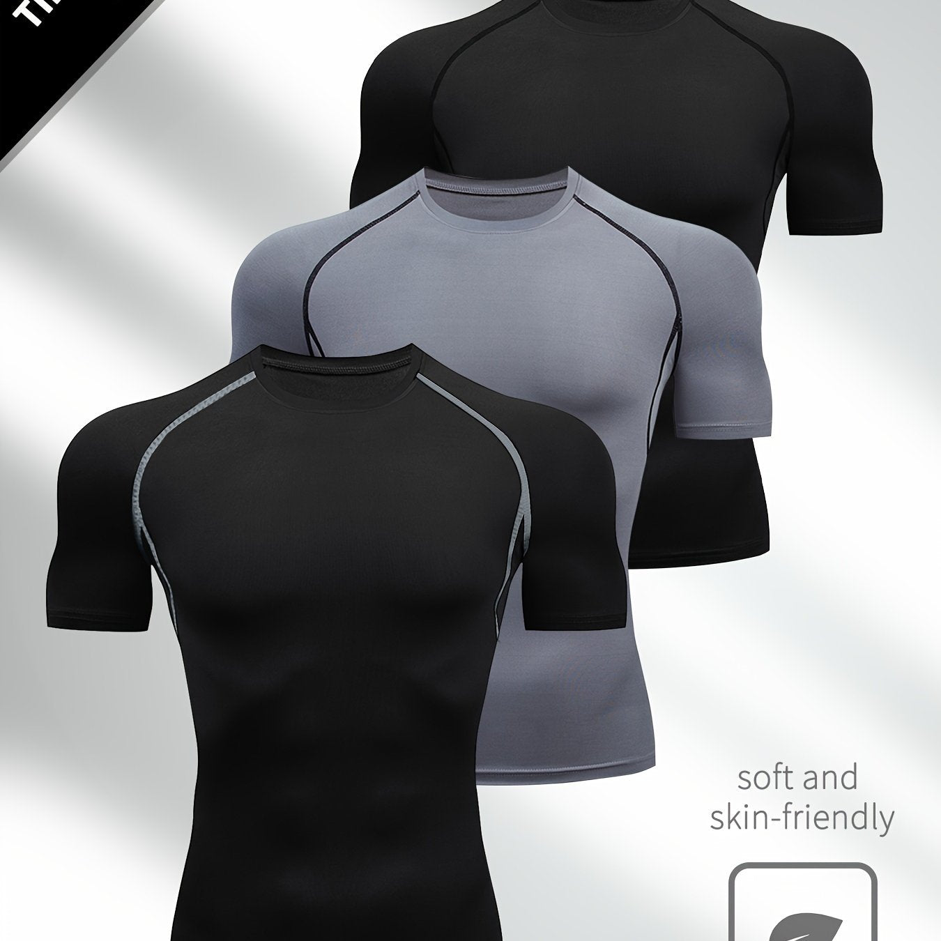 Men's Compression Shapewear Tops Short Sleeve Moisture-Wicking Fitness Workout Shirts