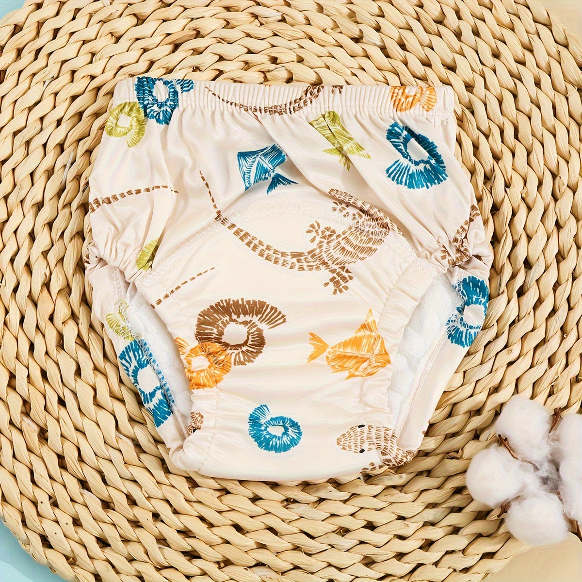 Bolalar uchun qiziqarli multfilm printli yuviladigan trening shimlari - 6-qavatli nafas oladigan paxta gazlamasi, har qanday ob-havoda ishlatiladigan mato pamperslar