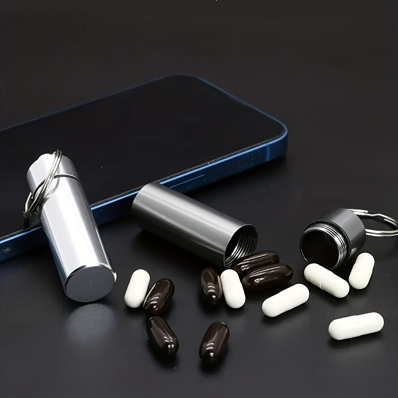 Portable Waterproof Stainless Steel Medicine Bottle With Pillbox and Sealed Cylinder