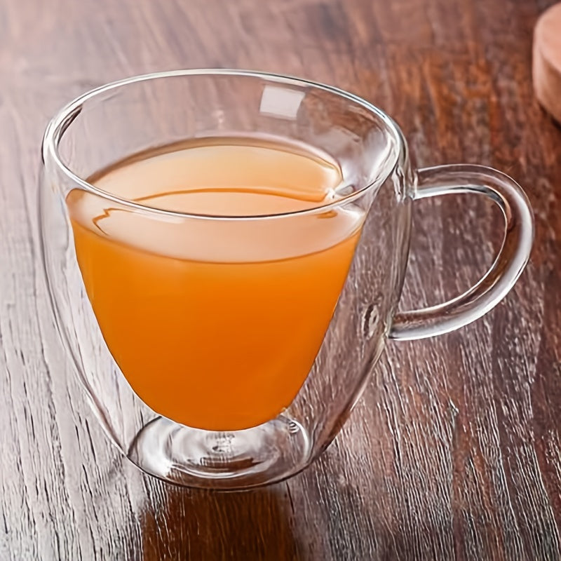 Peach Heart Couple Glass Mug 180ml Double Layer Borosilicate Insulated Drinkware