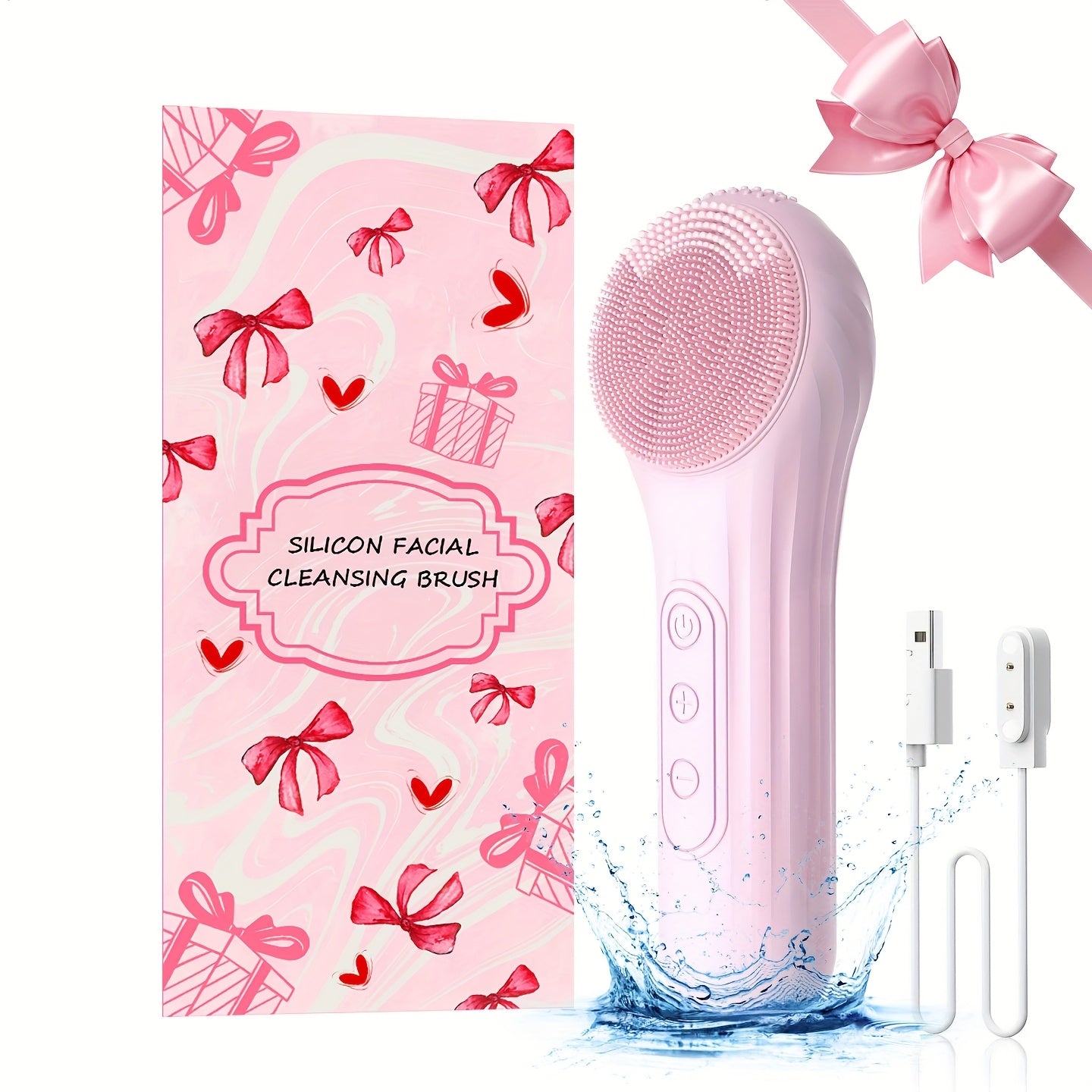 Portable Silicone Facial Cleansing Brush with Vibration and Heating Functions for Deep Cleansing