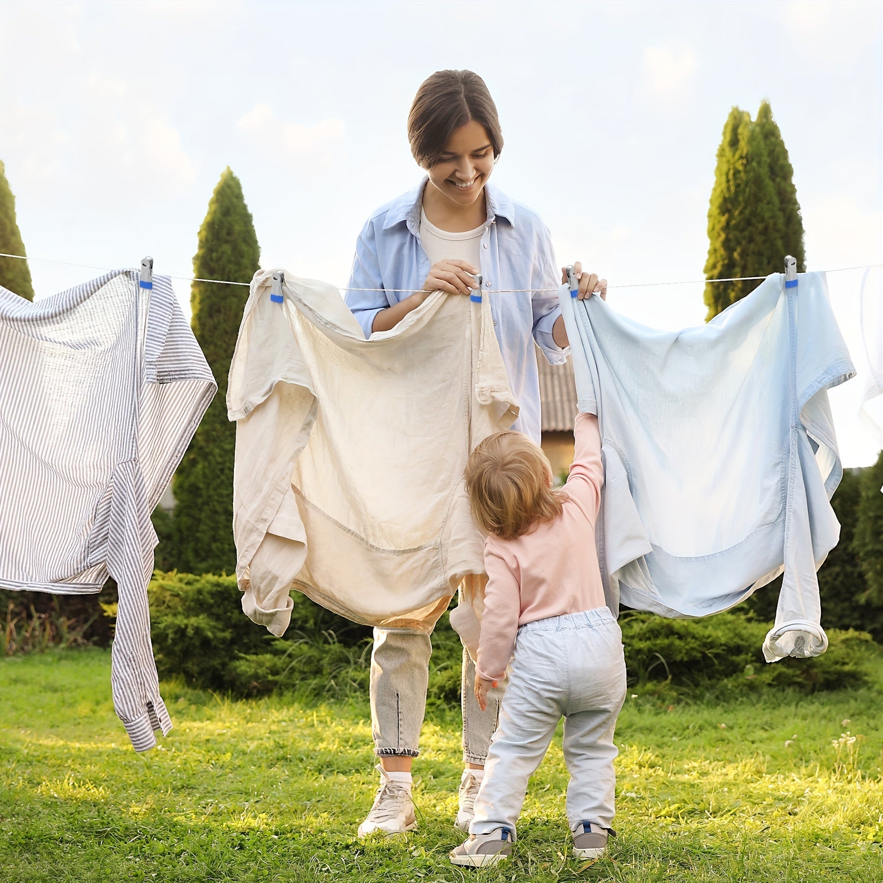 Juego de 50 pinzas de ropa de acero inoxidable para colgar ropa y fotos