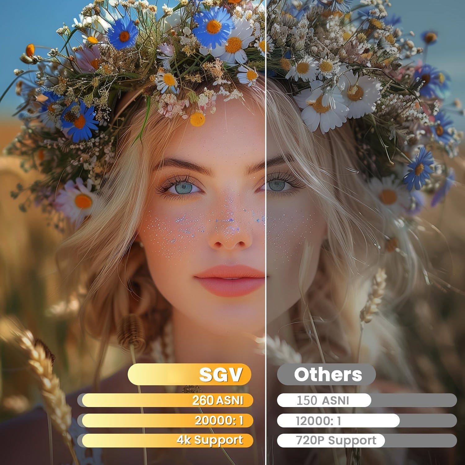 Mini Portable 1080P 4K Support Home Projector with WiFi Bluetooth