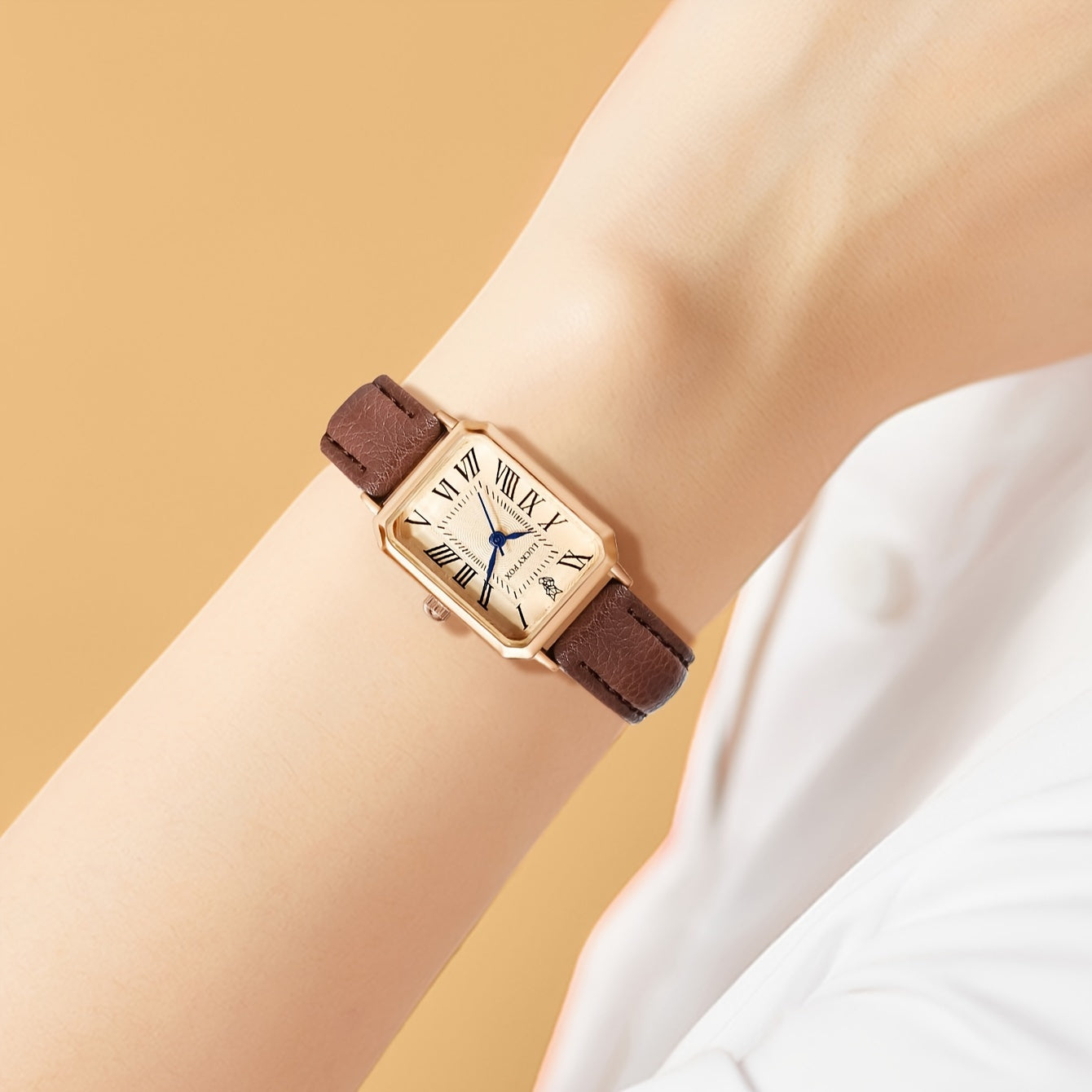 Vintage Business Watch and Bracelet Gift Set with Quartz Movement PU Leather Band Pointer Display