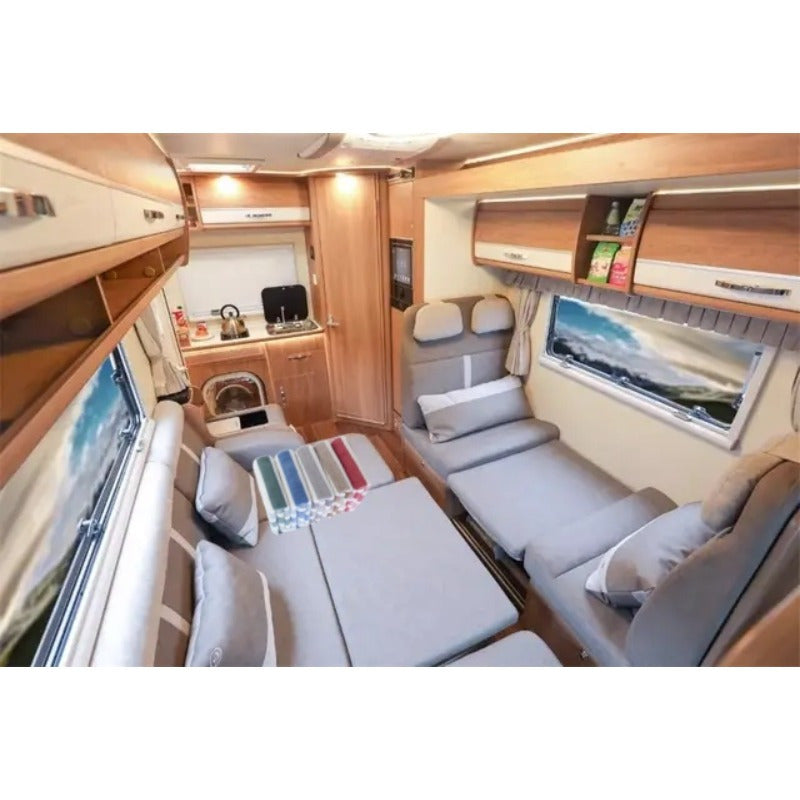 Toalla de poliéster de secado rápido, suave, de color beige claro con rayas para autocaravana, baño, hogar