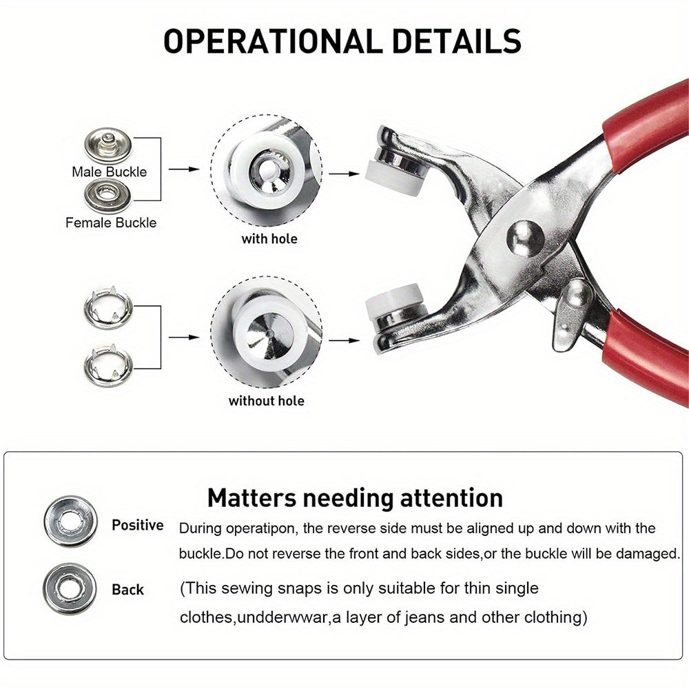 Iron Fastener Set 400 Pieces with Pliers for DIY Clothing Sewing Enthusiasts