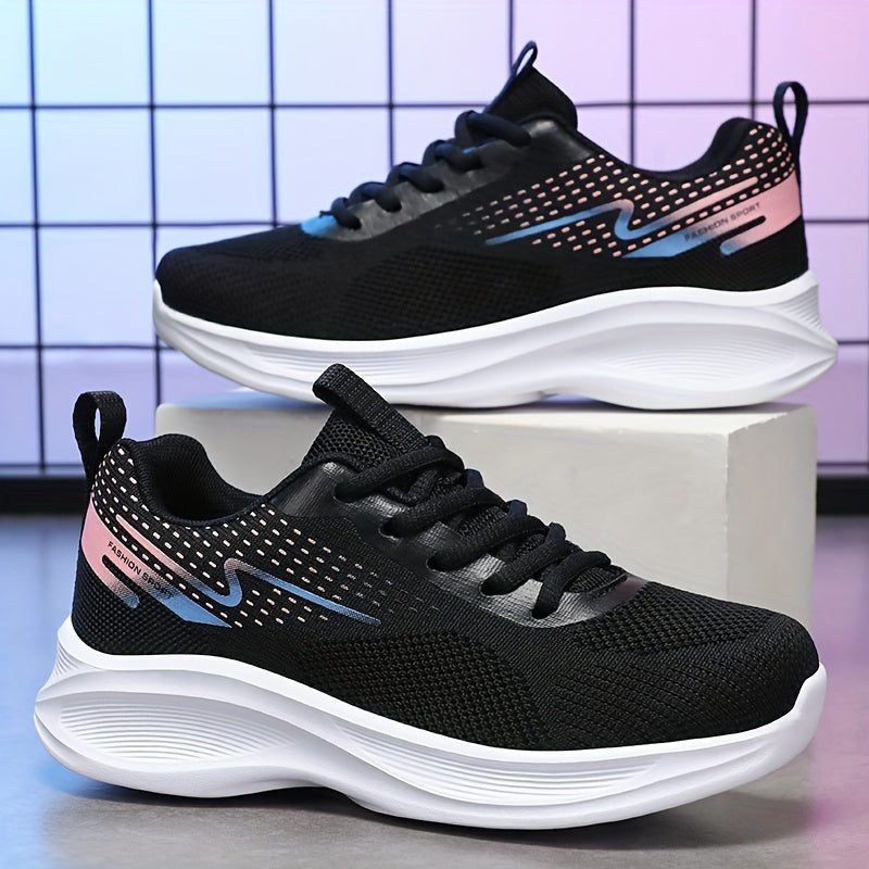 Women's Breathable Knit Sneakers Casual Lace Up Outdoor Shoes Lightweight Low Top Sports