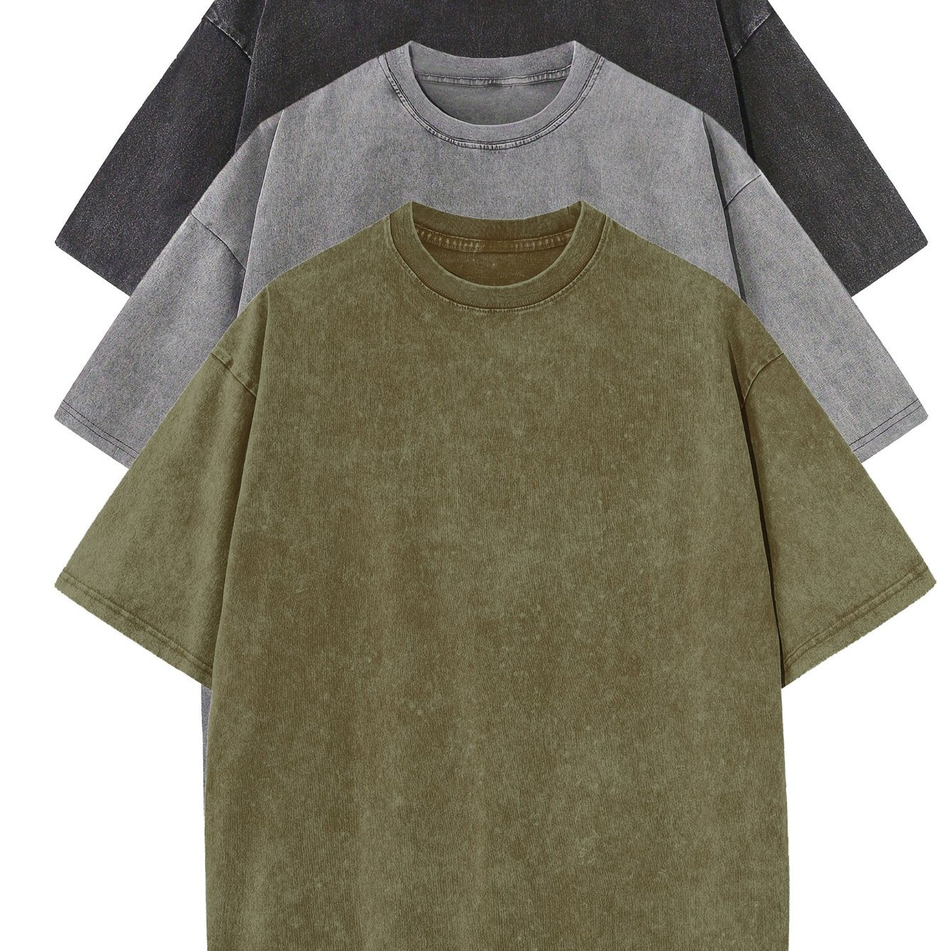 3 ta erkaklar uchun keng kesimli paxta T-ko'ylaklar, bir rangda, qisqa yengli, yumshoq bo'yinli, mashinada yuvish mumkin - yozgi ochiq havoda faoliyatlar uchun mukammal