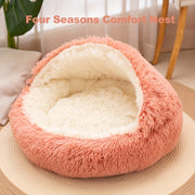 Small Animal Plush Bed with Detachable Cover for Cats and Dogs Non-Slip Foldable Support