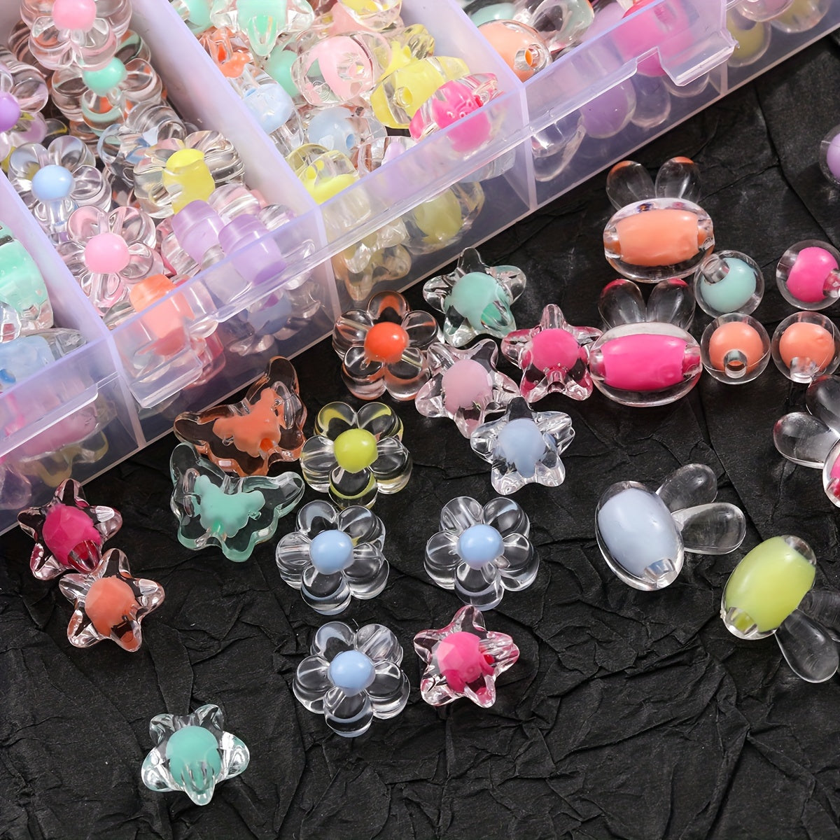 Colorful Transparent Beads Set for DIY Jewelry and Accessories, 400 Pieces