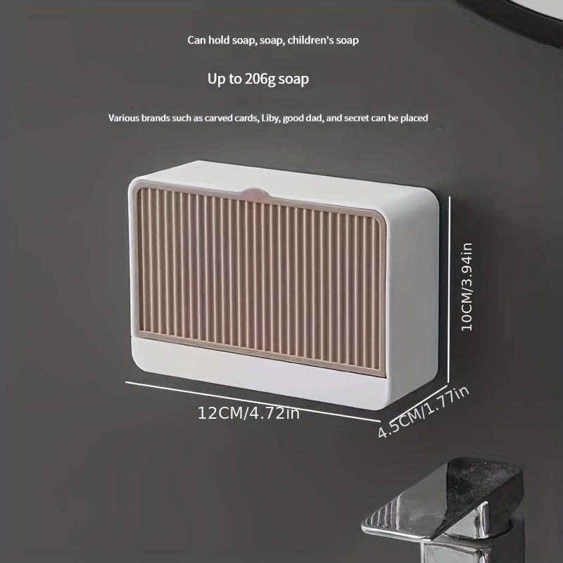 Toʻgʻri burchakli suv o'tkazmaydigan devorga oʻrnatiladigan sovun idishi, qopqogʻi va oqimi bilan, hammom va kir yuvish uchun