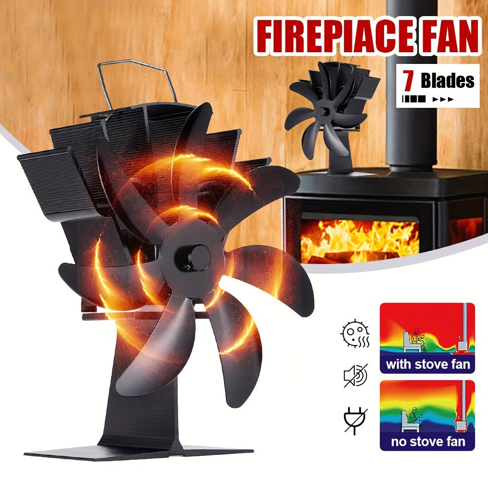 Aluminum 7-Blade Heat Powered Stove Fan for Log Wood Burners Portable Quiet